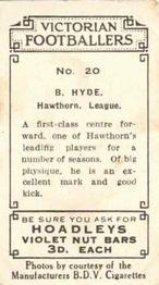 1933 Hoadley's Victorian Footballers #20 Bert Hyde Back